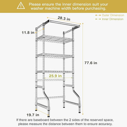 Ulif U11 Mini Over Washer and Dryer Shelves, 3 Tiers Laundry Room Storage and - Image 3