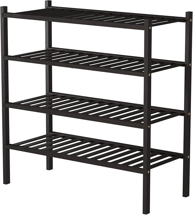 4 Tier Bamboo Shoe Rack for Closet Free Standing Wood Shoe Shelf for Entryway - Image 7