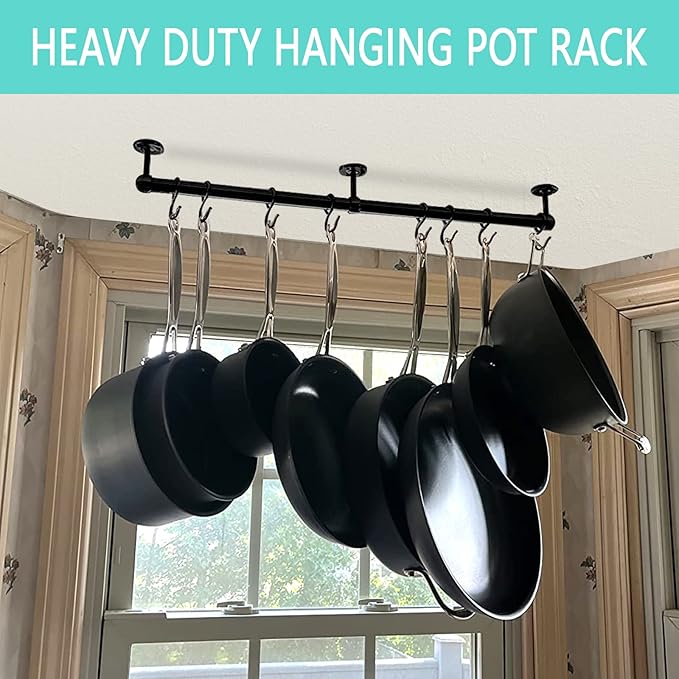 ROTHLEY Hanging Pot Rack Hanger: 23.7 Inch Stainless Steel Pot and Pan Hanger - Image 2