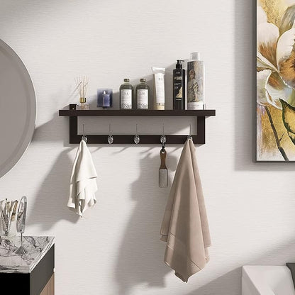SMIBUY Coat Hooks with Shelf Wall-Mounted, 29.2 Inch Entryway Coat Rack - Image 4