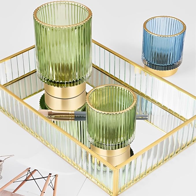 Makeup Brush Holder Organizer, Heavy Crystal Glass Brush Storage Holder - Image 3