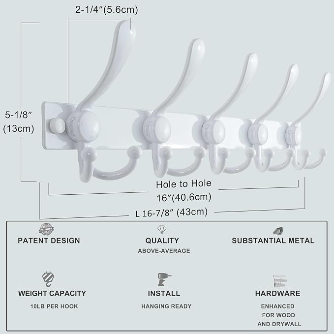 Dseap Coat Rack Wall Mount 2.0 Pro: Heavy Duty 300% Thicker, Stainless Steel - Image 6