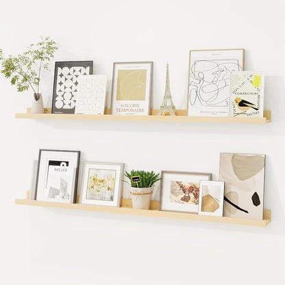 Picture Ledge Shelf, Floating Shelves Set of 2, 40 Inches Solid Wood Nursery by FunMemories