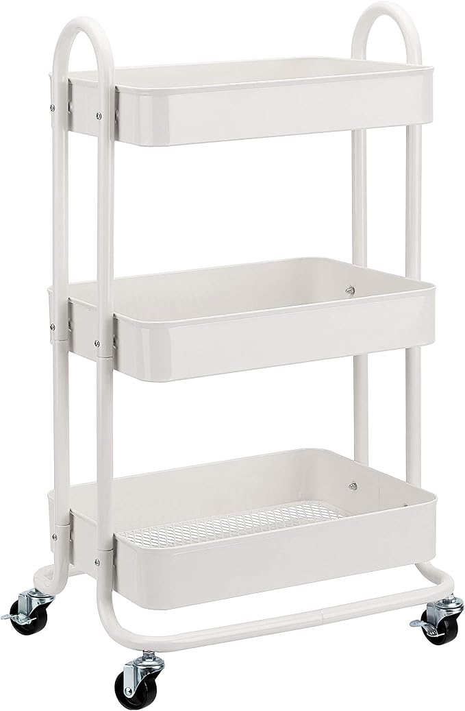 Amazon Basics 3-Tier Rolling Utility or Kitchen Cart, Lockable Wheels by AmazonBasics