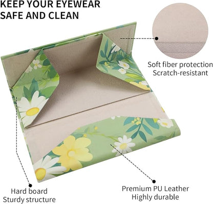 Foldable Glasses Case, Magnetic PU Leahter Sunglasses Case, Cute Hard Shell - Image 4