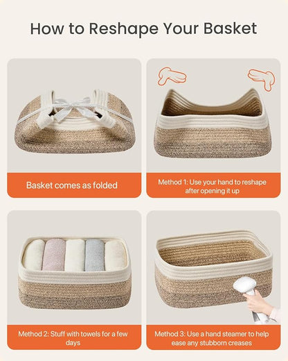 Small Woven Basket, 13.5 x 9.5 x 5 Inches, Storage Basket - Image 8