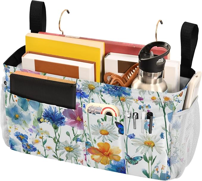 Watercolor Cornflower Daisy Bedside Caddy - Image 3
