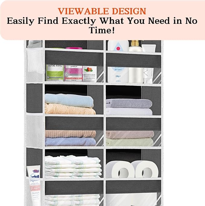 2 Pack Over The Door Organizer 6 Tiers, Extra Large Behind Door Storage of 12 - Image 4