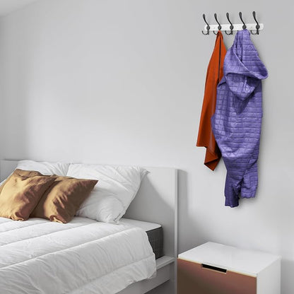 Coat Rack Wall Mount with 5 Tri Hooks, Stainless Steel 16 Inch – White & Black - Image 3