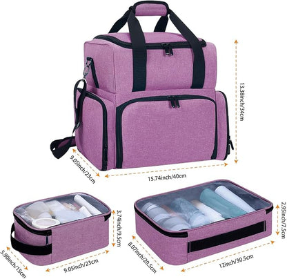 Large Makeup Cosmetic Bag with 3 Removable Case and 2 Removable Dividers Double - Image 2