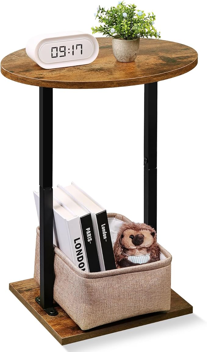 Eufrozy Small Side Table for Small Spaces, 24 inch Wooden Round End Table by Eufrozy