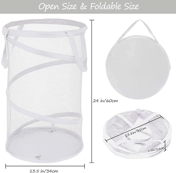 BATTOO Large Collapsible Laundry Basket Foldable Mesh Pop Up Hamper - Image 2