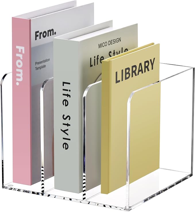 Acrylic Magazine Holder, Magazine File Holder Sorter Rack Workspace Organizers by HeZone