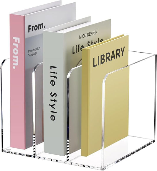 Acrylic Magazine Holder, Magazine File Holder Sorter Rack Workspace Organizers by HeZone