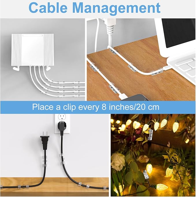 Cable Management Clips Black, Adhesive Cord Organizer - Image 3