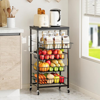 Snack Cart, 5-Tier Kitchen Carts on Wheels - Image 3