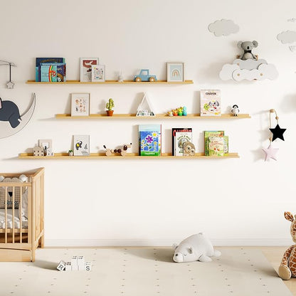 Floating Picture Ledge Shelves for Wall Set of 2, 95 Inches Picture Ledge Shelf - Image 7