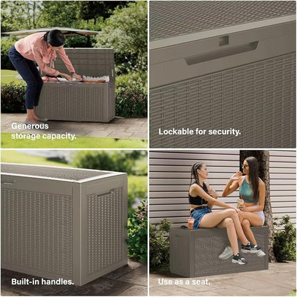 100 Gallon Resin Deck Box, Waterproof Outdoor Storage Box - Image 8