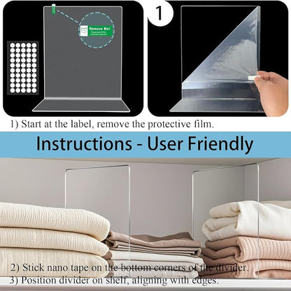 Shelf Dividers for Closet Organization: 12" Tall Acrylic Closet Dividers for - Image 7