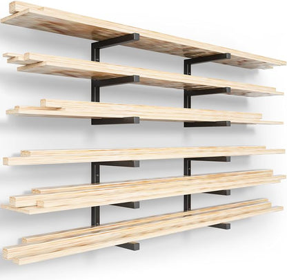 YYR Wood Organizer and Lumber Storage Rack Wall Mount, Heavy Duty Metal Shelf by YYR