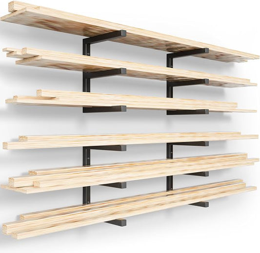 YYR Wood Organizer and Lumber Storage Rack Wall Mount, Heavy Duty Metal Shelf by YYR