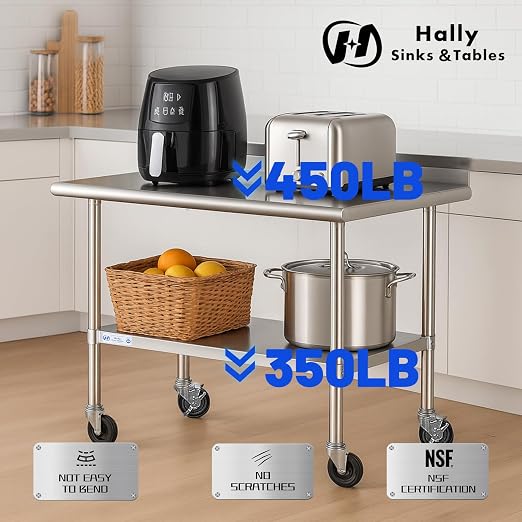 Hally Stainless Steel Table for Prep & Work 24 x 36 Inches - Image 4