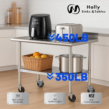 Hally Stainless Steel Table for Prep & Work 24 x 36 Inches - Image 4