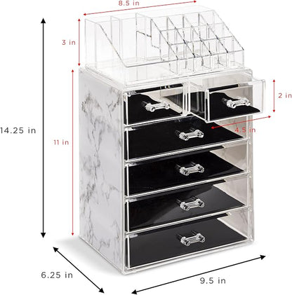 Sorbus Acrylic Makeup Organizer Set, 6-Drawer Vanity & Countertop Cosmetic - Image 4