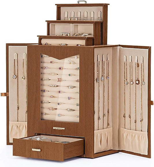 Homde Jewelry Organizer with Transparent Window Necklace Hooks Gift by Homde