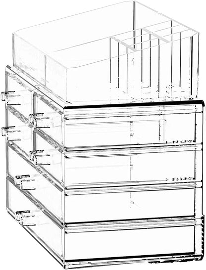 ZHIAI Stackable Storage Drawers, Acrylic Bathroom Counter Organizer Clear - Image 6