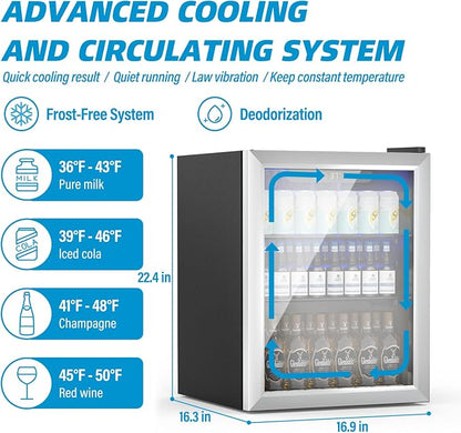 1.6 Cubic Feet Mini Fridge, 70 Can Freestanding Beverage Refrigerator - Image 4