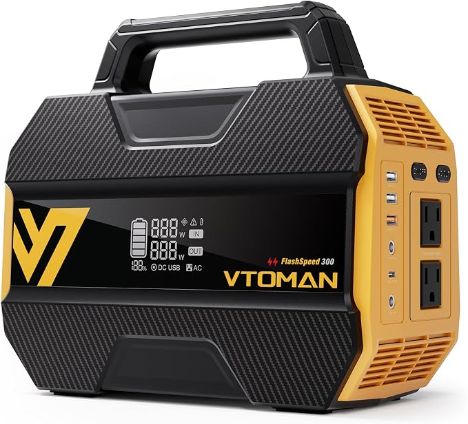VTOMAN FlashSpeed 300 Portable Power Station, 300W 230Wh LiFePO4 Battery by VTOMAN