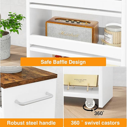 IBUYKE Slim Storage Cart 7.9" W, Rolling Kitchen Storage cart on Wheels - Image 6