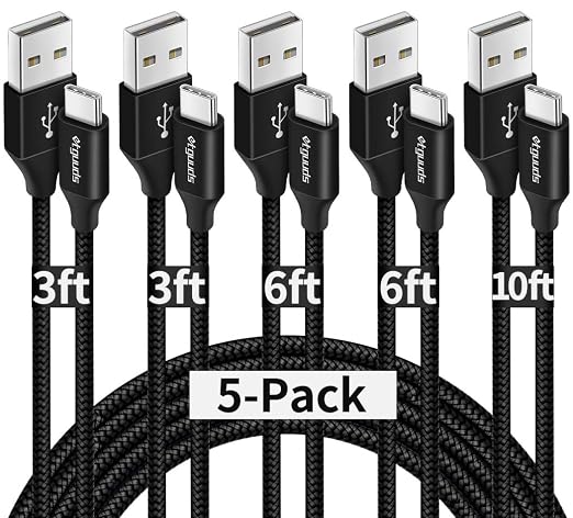 etguuds USB A to USB C Cable 5-Pack, Fast Charging Type C Charger Cord by etguuds