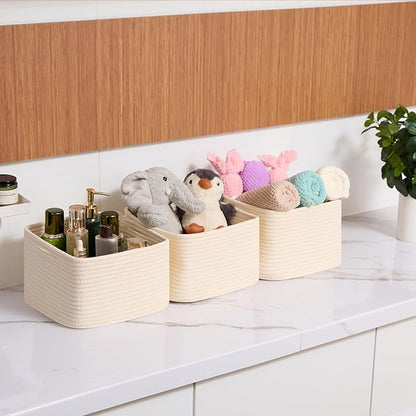 Small Organizing Baskets for Cubes Shelf, 9.7x9.7x7.1 Inch Rope Woven Storage - Image 6