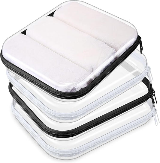 Hoolerry 4 Pcs Hard Clear Zipper Case Makeup Bags Plastic Pencil Pouch by Hoolerry