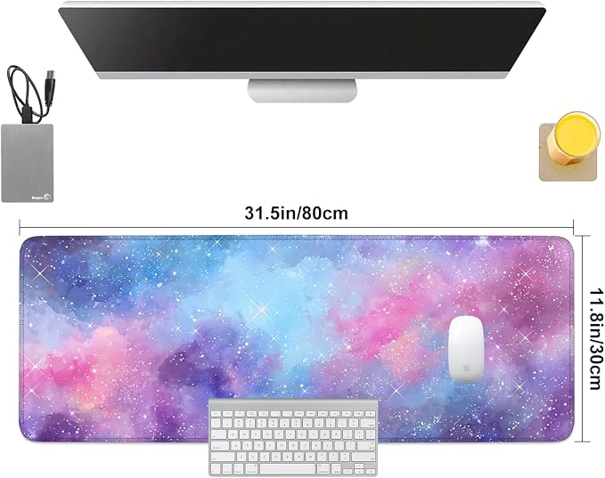 Galaxy Mouse Pad Large, Extended Gaming Desk Mat – 31.5 x 11.8 in – Watercolor - Image 8