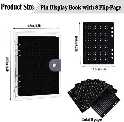 Enamel Pin Display Book with 8 Pages, Portable Pin Trading Book Clear PVC Cover - Image 2