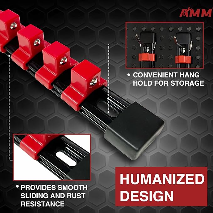 AMM 9-Piece Socket Organizer, 3/8 & 1/4 inch Drive ABS Socket Holder, Heavy - Image 4