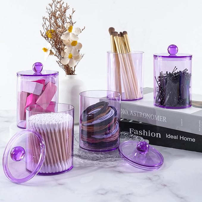 2 Pack Qtip Holder, Canister Apothecary Jar Set, Bathroom Jars - Image 5