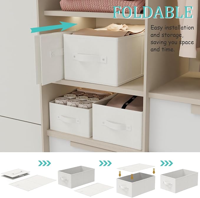 Foldable Closet Organizer, 3 Pack Cube Storage Bin, Clothes Basket - Image 6