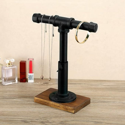 MyGift Industrial Pipe Black Metal T-Bar Jewelry Bracelet & Necklace Adjustable - Image 2