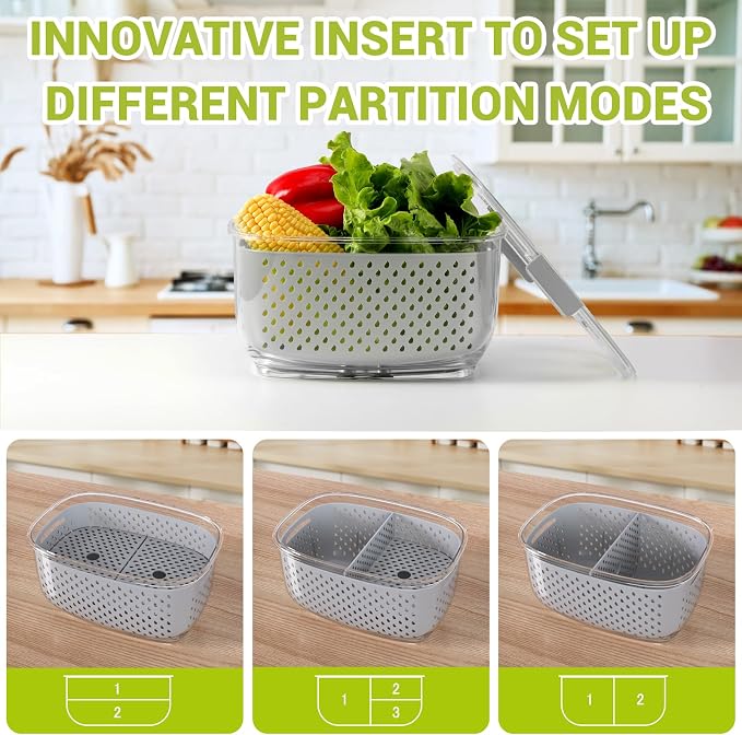 LUXEAR Fresh Produce Vegetable Fruit Storage Containers 3Piece Set, BPA-free - Image 5