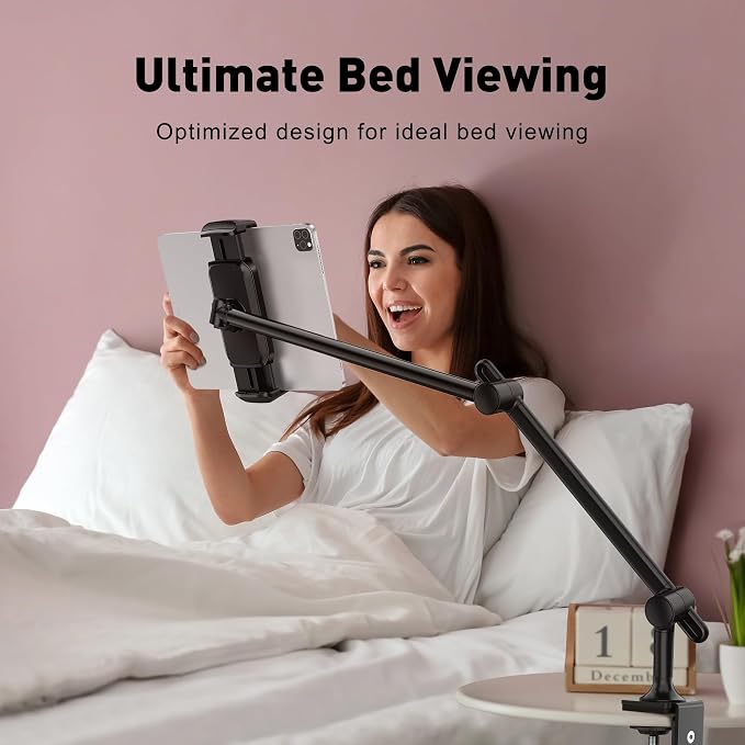 AboveTEK Tablet Stand Holder for Desk & Bed, Aluminum iPad Holder Arm - Image 2