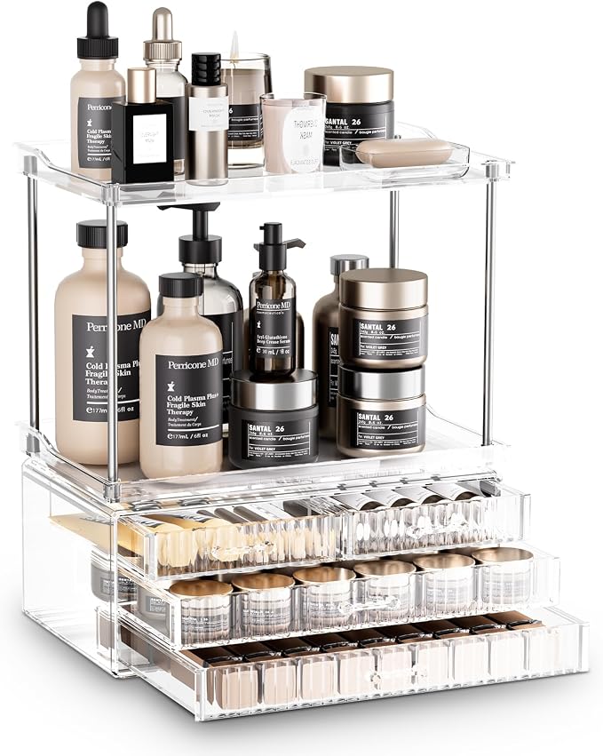 Acina 2-Tier Bathroom Organizer Countertop: Multi-Purpose Makeup Organizer by Acina