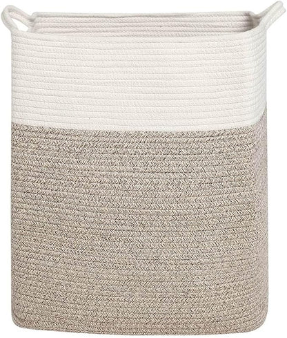 Tall Laundry Basket With Handles, Woven Cotton Rope Big Laundry Hamper Sorters - Image 7