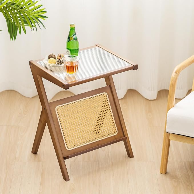 GOFLAME Rattan Side Table, Z-Shaped End Table - Image 9