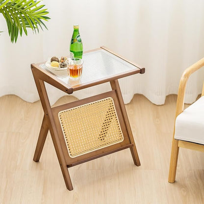 GOFLAME Rattan Side Table, Z-Shaped End Table - Image 9