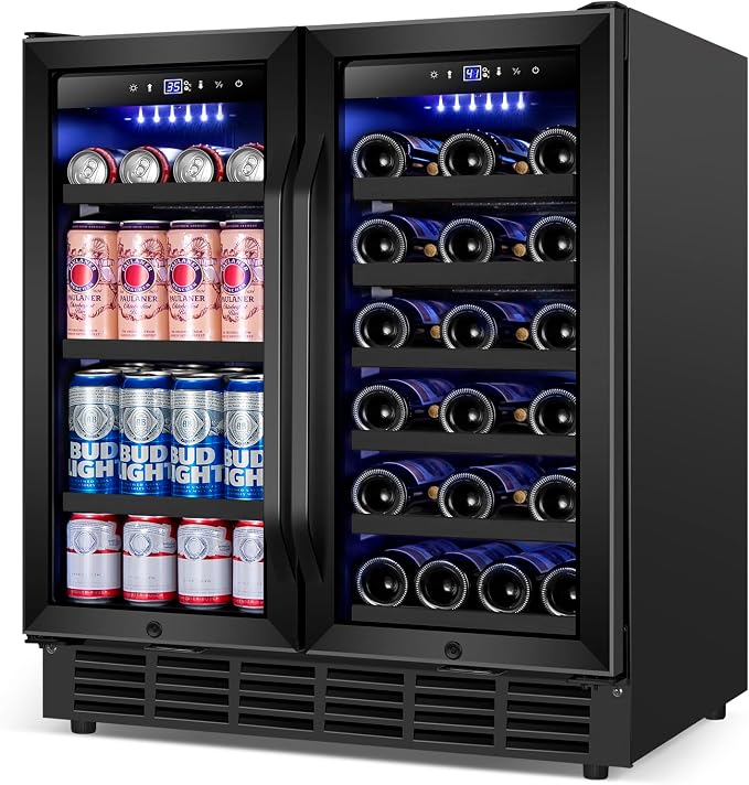30 Inch Wine and Beverage Refrigerator, Upgrade Dual Zone Wine Cooler by Velieta-SpecialistinFridge