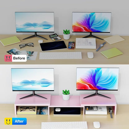 Dual Monitor Stand for Desk, Metal Monitor Riser - Image 2